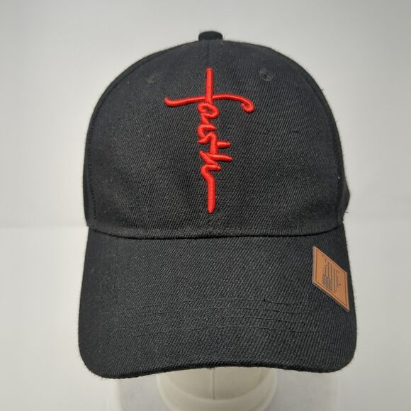 Faith Snapback Hat Black OSFA Adjustable Embroidered Patriotic 6 Panel - Picture 2 of 7